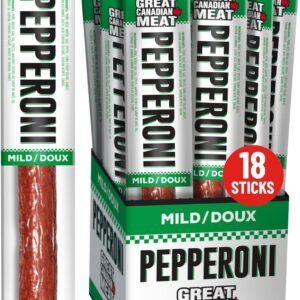 Mild Pepperoni Sticks Box 18 x 22g Caddy by Great Canadian Meat, Meat Snacks, Meat Sticks For Carnivores. Perfect For Snacking, Gluten Free, High In Protein